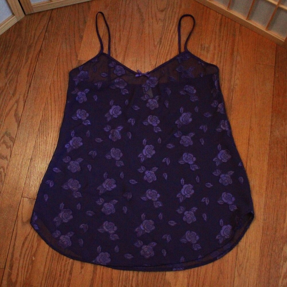 Petra Fashions Sheer Floral Accent Sleep Cami
